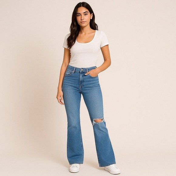 Forever 21 Denim - Forever 21 Light Blue Distressed Flare Jeans Size 28 Y2K 90s Cool Girl